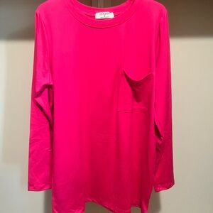 Zenana Outfitters Hot Pink Crew Neck Top